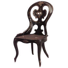 19th c. English Pearl Inlaid Papier Mache Side Chair