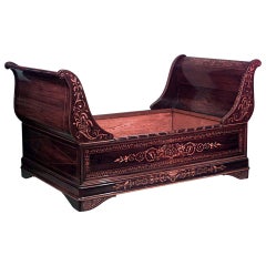 French Charles X Rosewood Sleigh Daybed