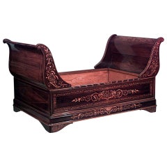 Antique French Charles X Rosewood Sleigh Daybed