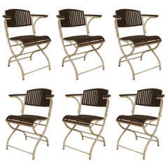 Set of 6 French Art Deco Outdoor Painted Iron Armchairs 2