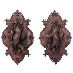 Pair of 19th c. Black Forest Plaques Relating to the Hunt 9