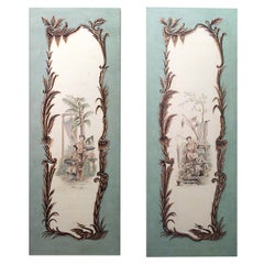Pair of French Louis XV Style Chinoiserie Paintings in the Manner of Pillement