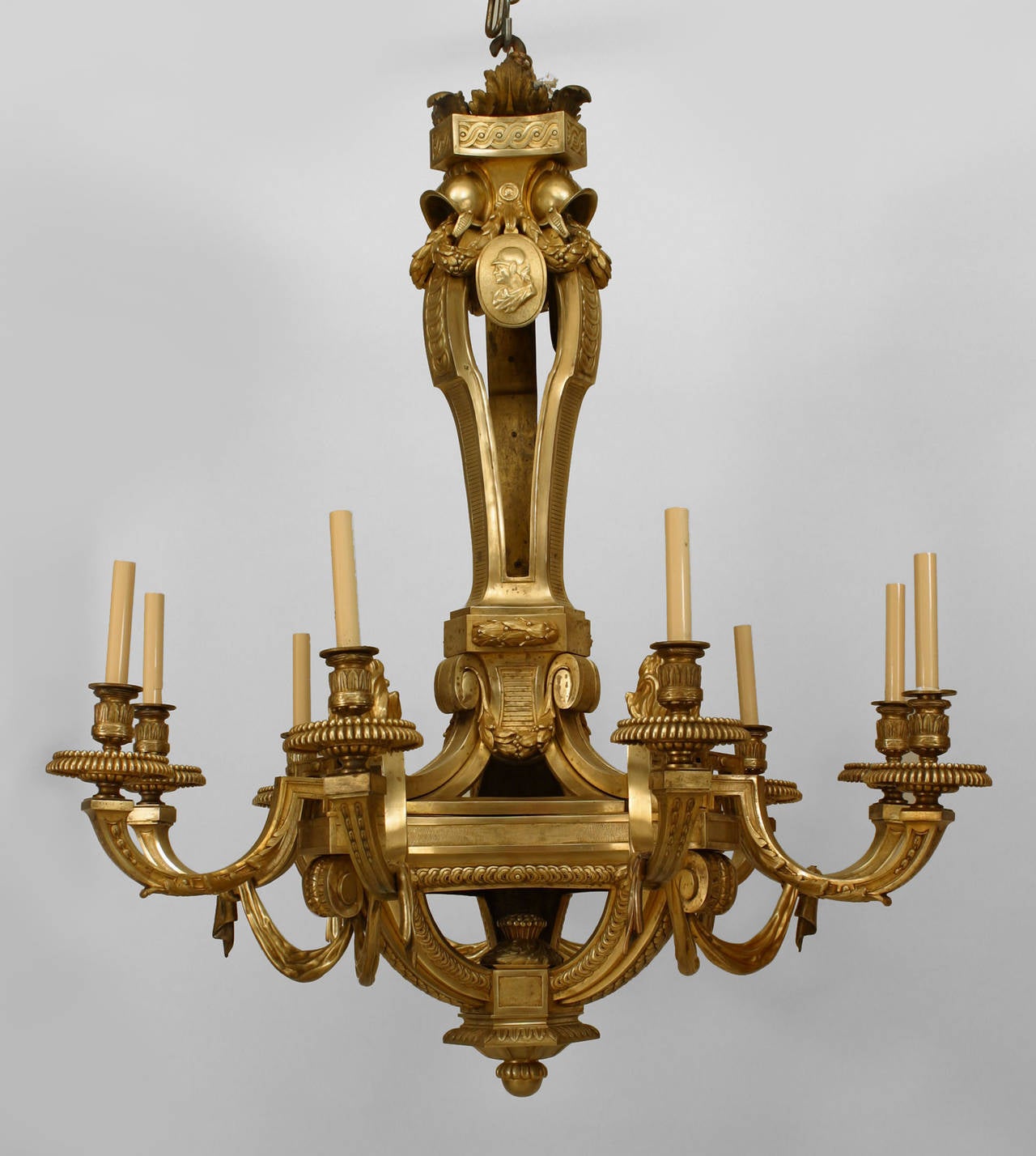 Important 19th Century French Louis XVI Style, Bronze Doré Twelve-Arm Chandelier 3