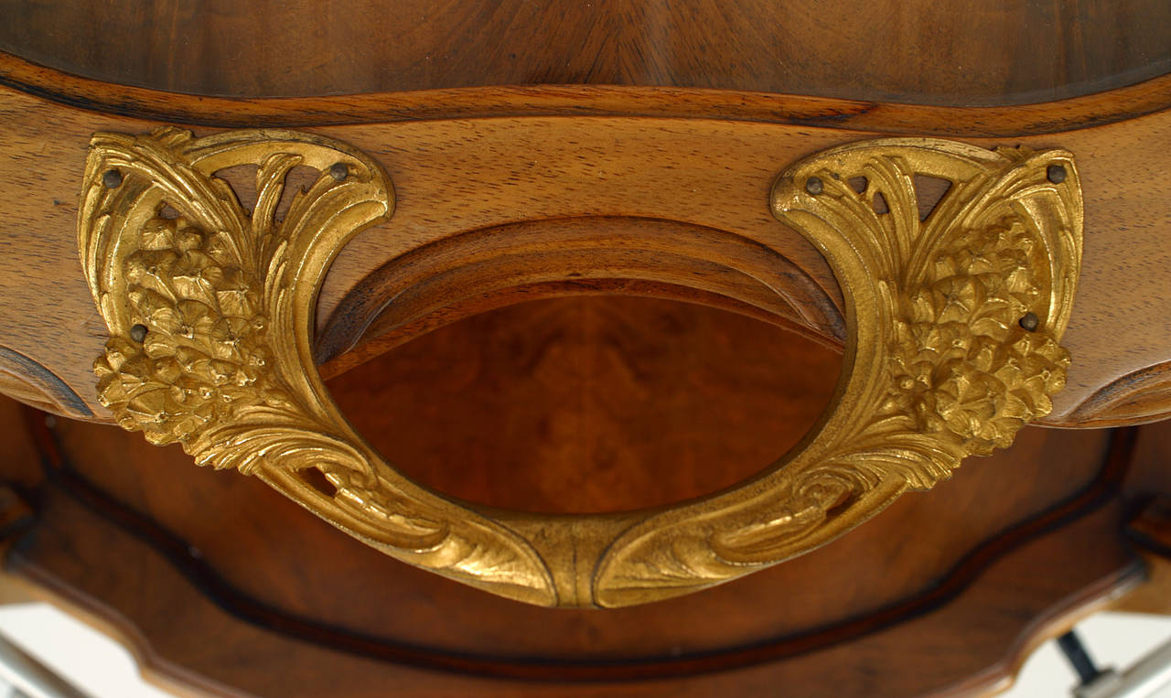 Ormolu Turn of the Century French Art Nouveau Bronze Dore & Walnut Tray Top Table