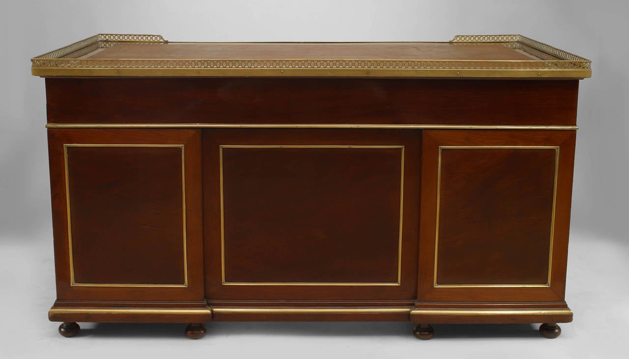 19th Century French Louis XVI Style Mahogany Kneehole Desk For Sale