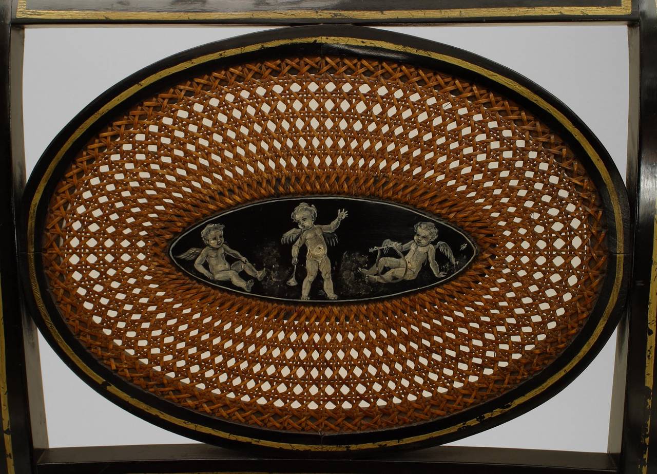 Set di 6 sedie inglesi Regency laccate nere in vendita 2