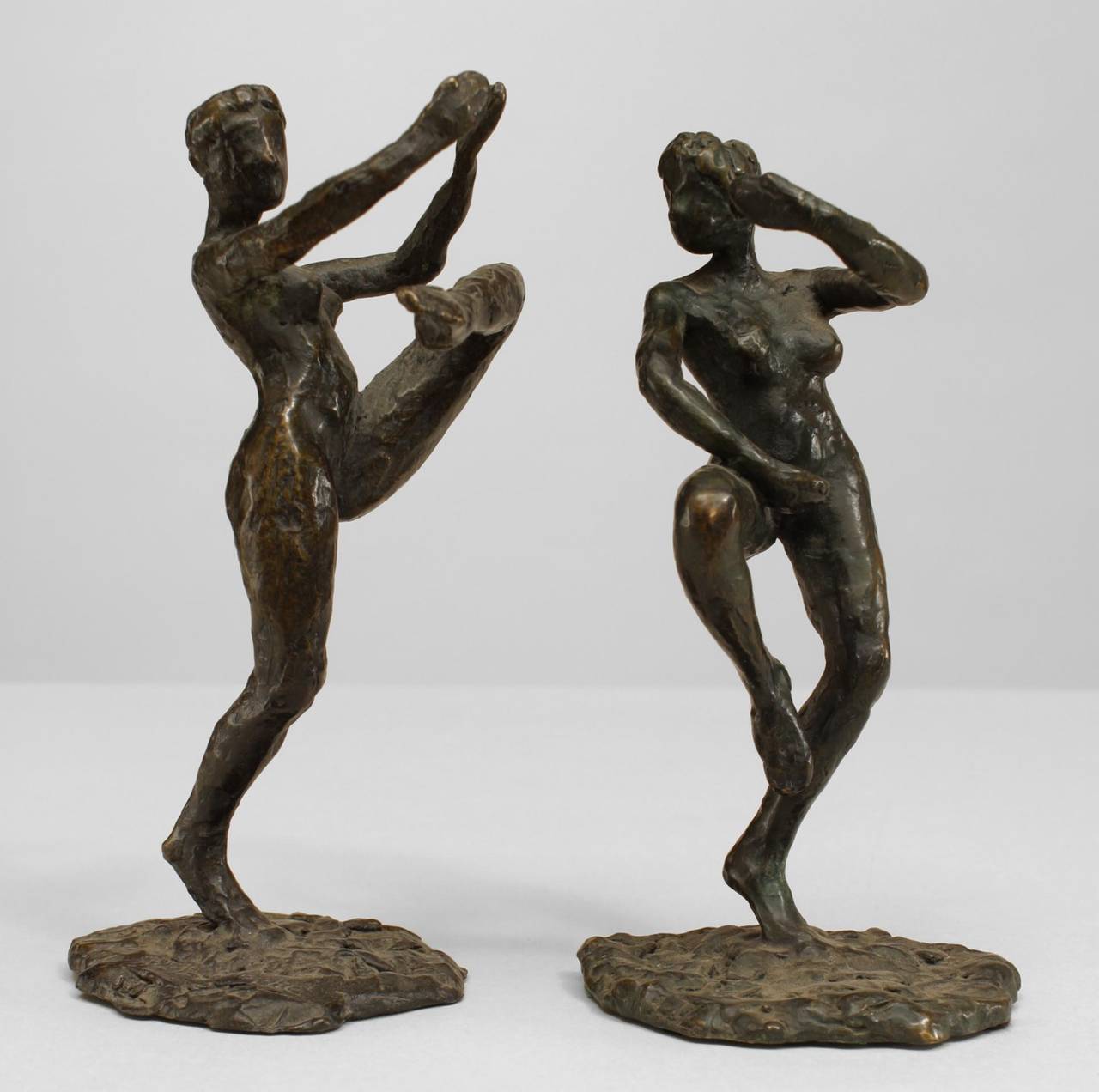 French Pair of LaRoche Bronze Female Figures For Sale