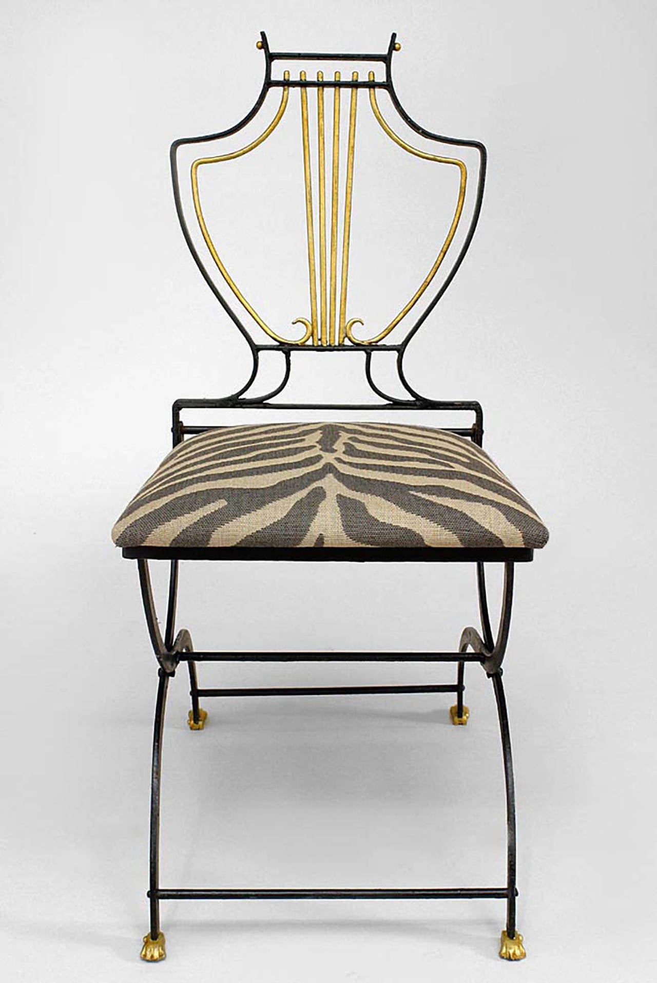Mid-Century Modern Ensemble de 4 chaises d'extérieur Art Moderne américain Lyre en vente