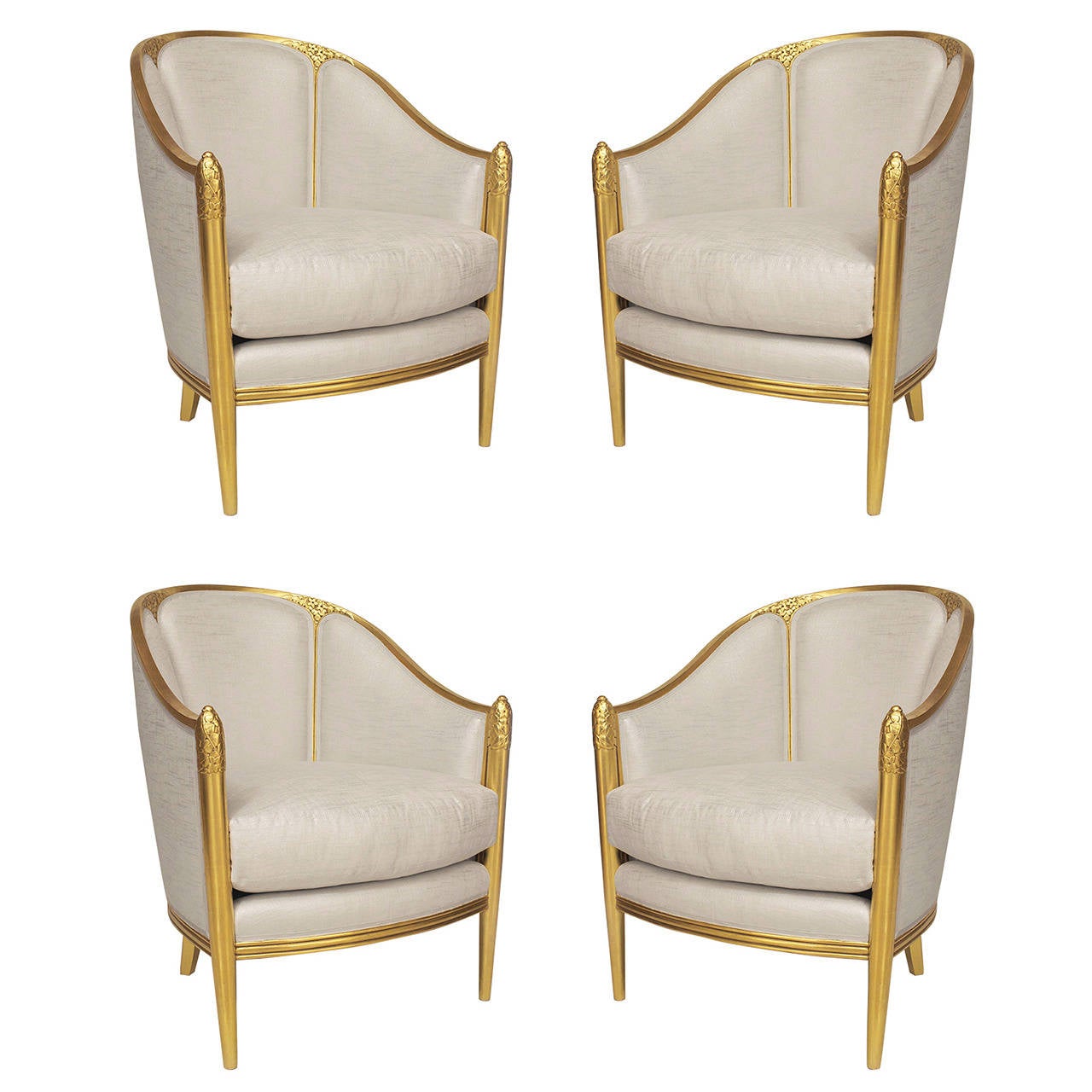 Two Pairs of French Art Deco Club Chairs Attributed to Follet at 1stDibs