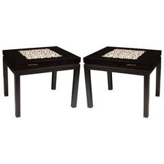 Pair of Travertine-Inset Resin Tables by Etienne Allemeersch, circa 1980