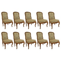 Lot de 10 chaises d'appoint françaises Louis XV en noyer