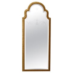 English Queen Anne Gilt Shaped and Etched Wall Mirror