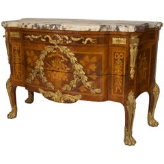 French Louis XV Style Transitional Style Commode with Marble Top