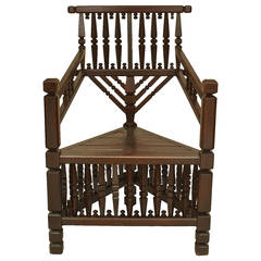 Large Late 19th c. Arts & Crafts Movement Geometric Armchair 11