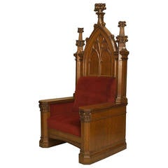 Oversized Turn of the Century English Gothic Revival Throne 12