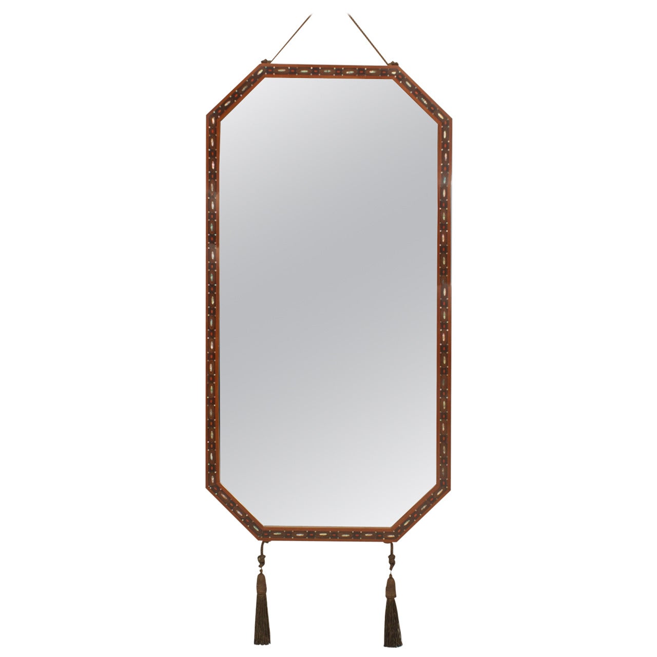 French Art Deco Inlaid Mahogany Mirror by Maurice Dufrene