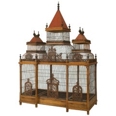 Antique French Victorian Walnut Bird cage