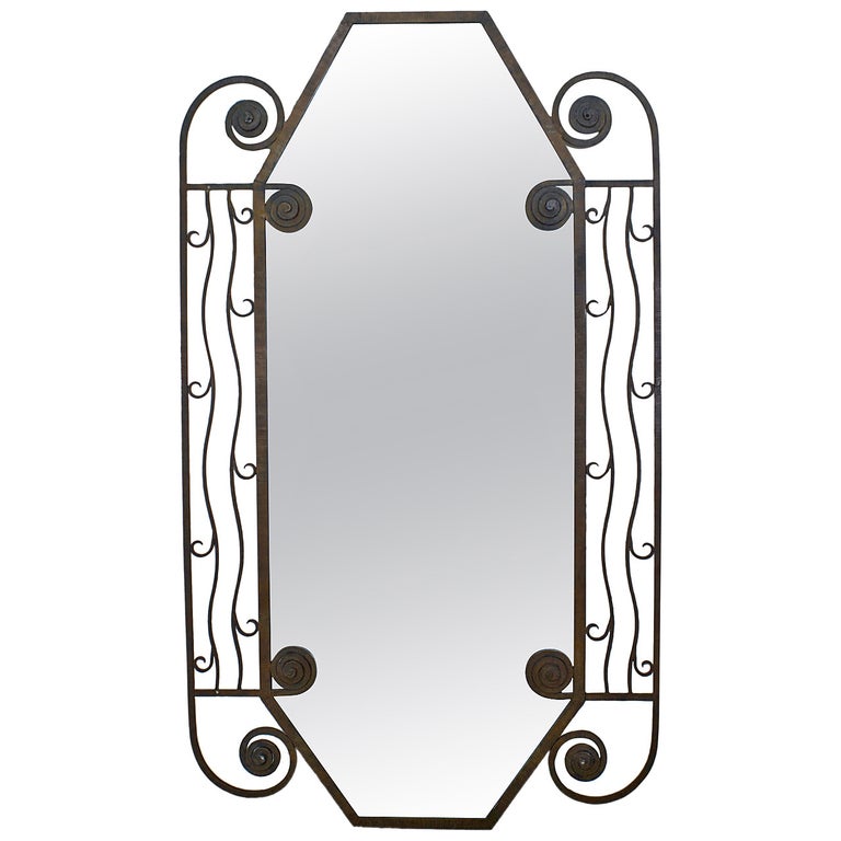 French Art Deco iron Wall Mirror, 1930s, offered by Newel