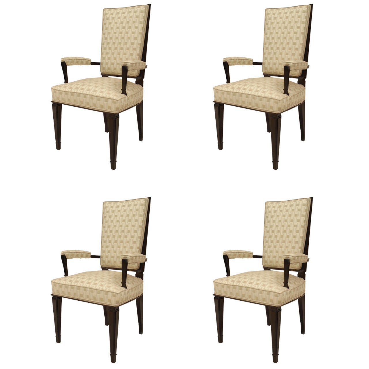 Set of 4 Dominique French Geometric High Back Arm Chair