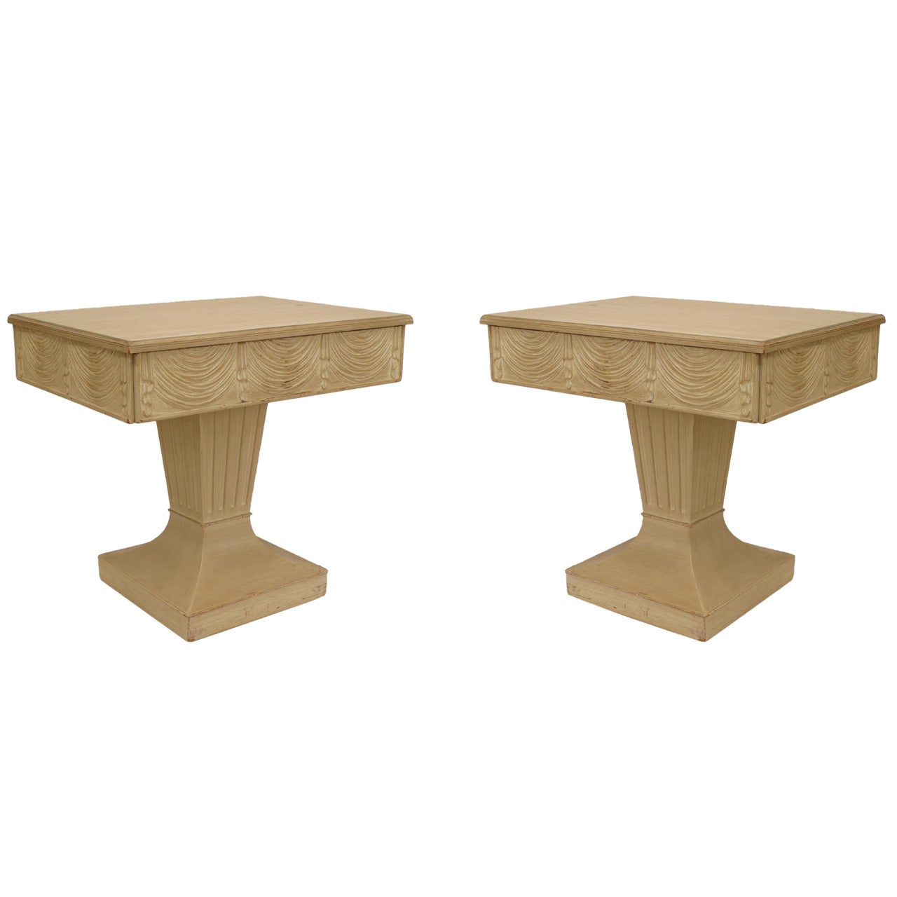 Pair of Grosfeld House Art Moderne Bleached End Tables