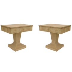 Vintage Pair of Grosfeld House Art Moderne Bleached End Tables