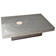 1970s Belgian Etched Aluminum and Agate Coffee Table by Marc D'Haenens 10