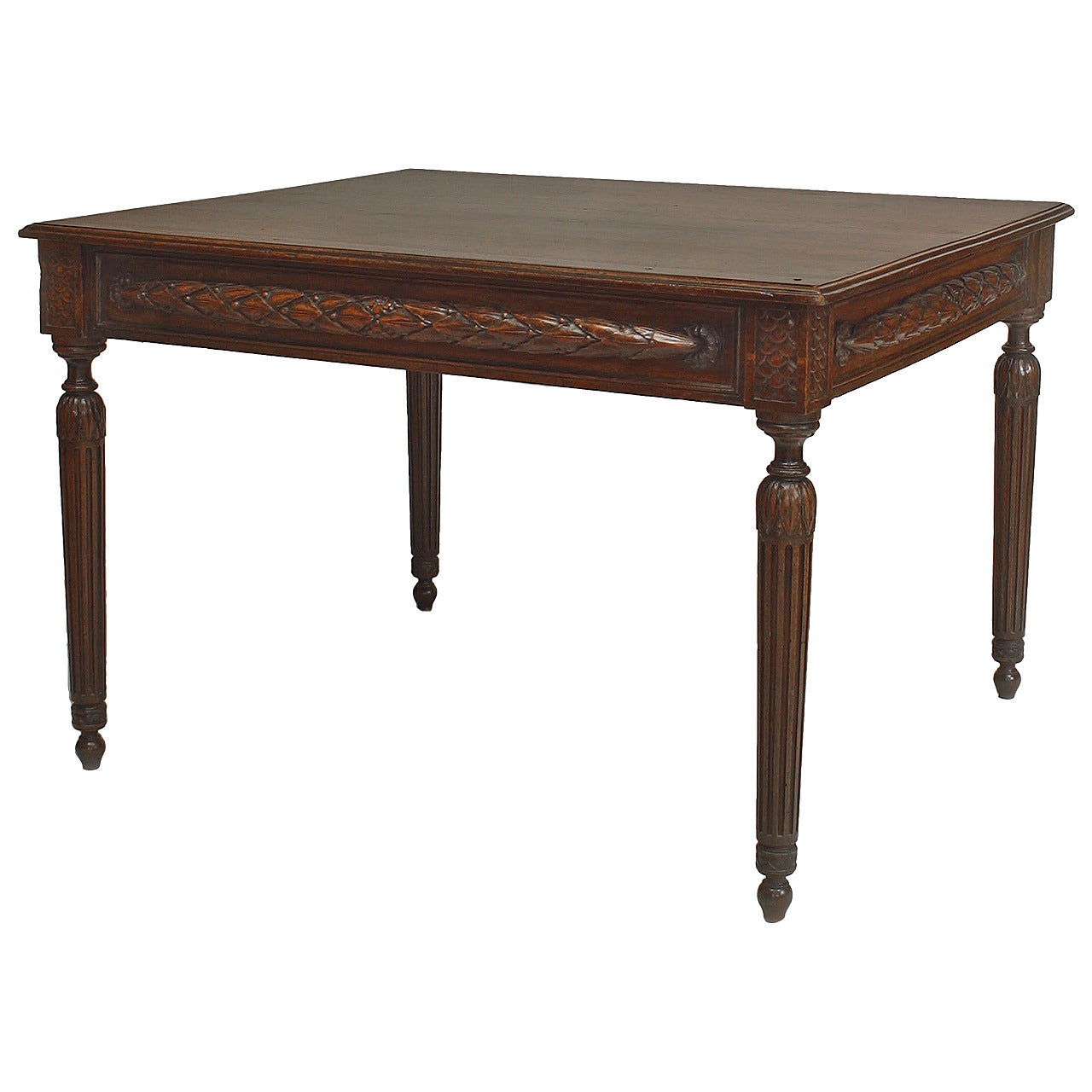 French Provincial Walnut Game Table For Sale