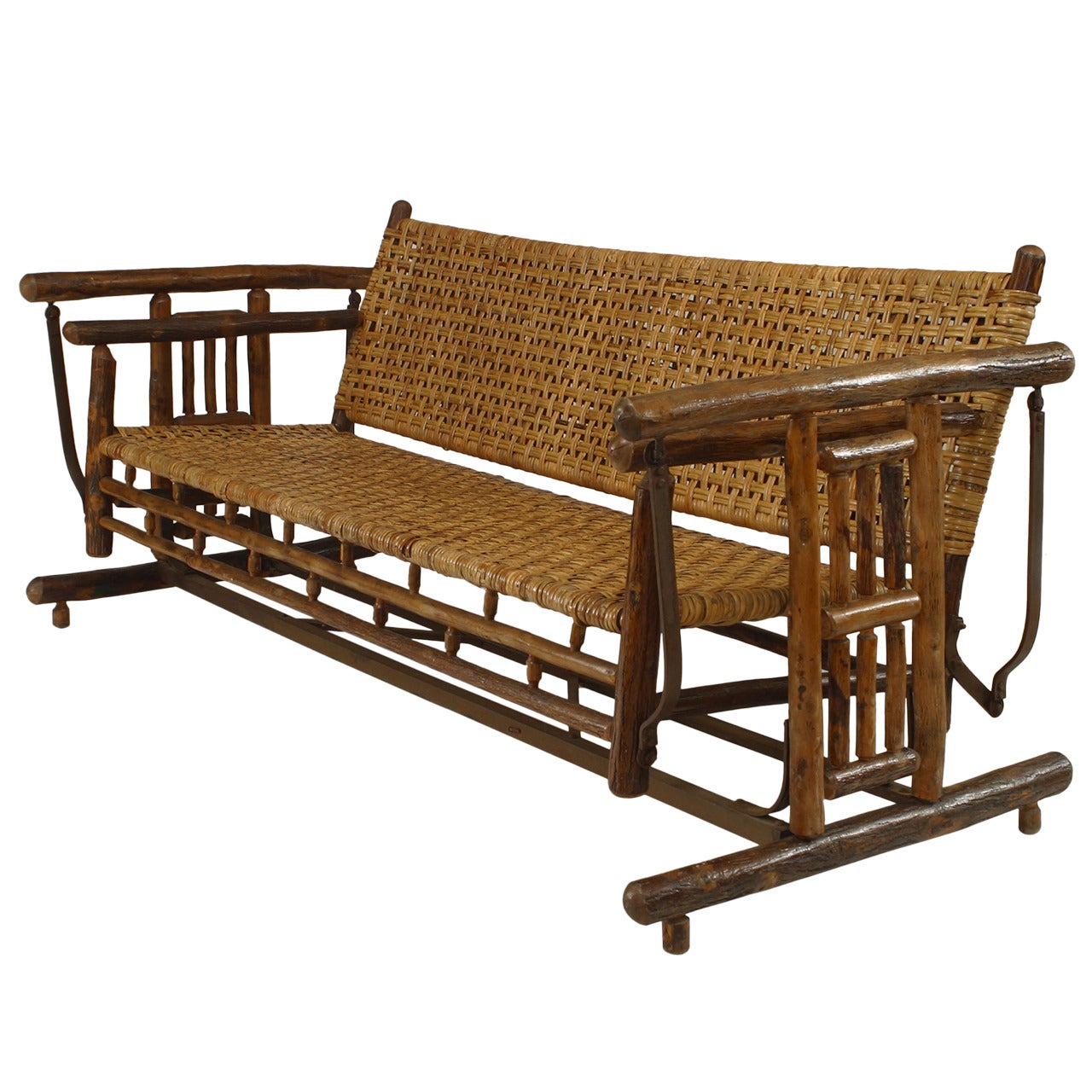 American Rustic Old Hickory Porch Glider For Sale