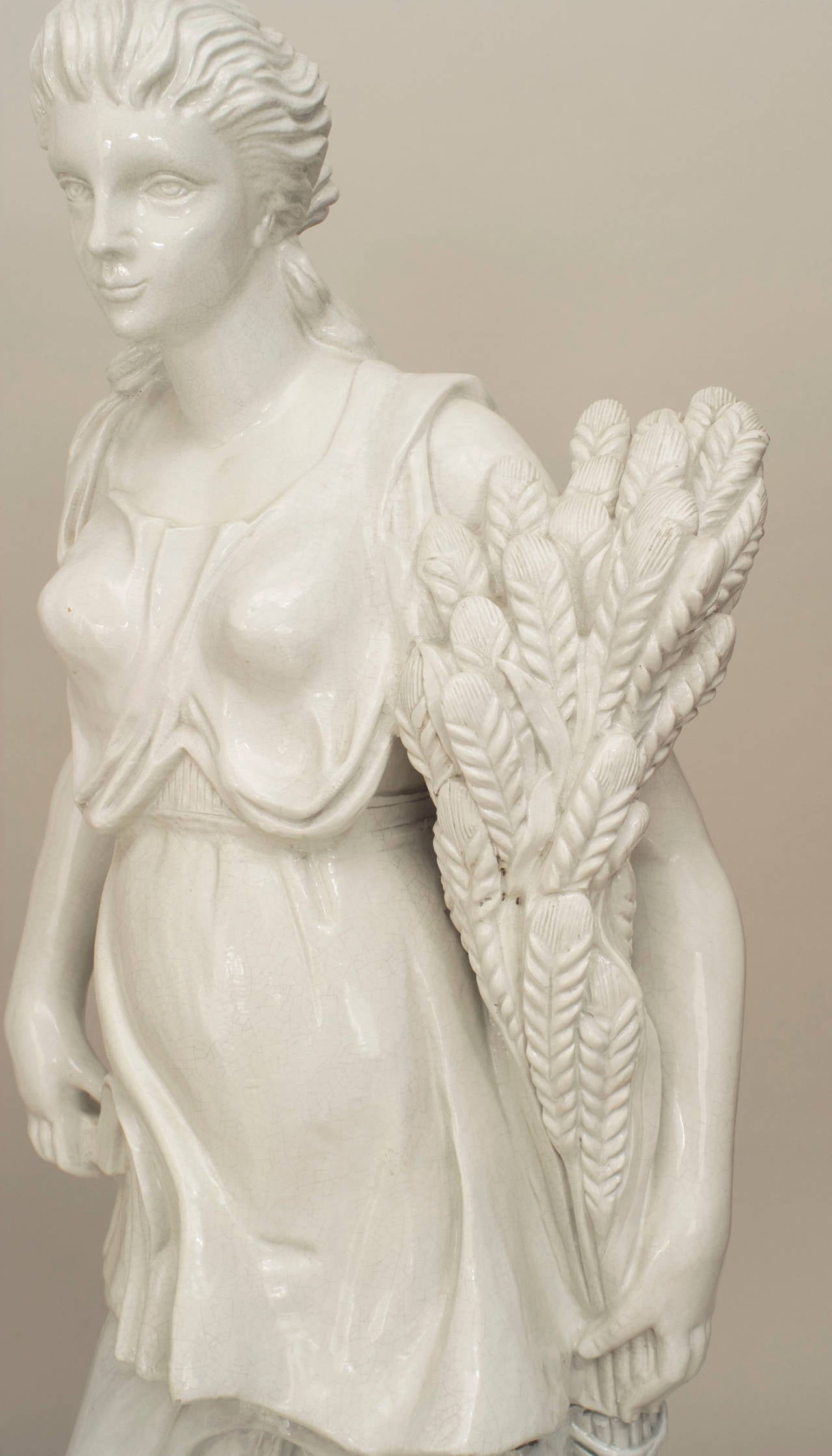 Italian Monumental Neo-Classic White Ceramic Four Seasons Statues For Sale