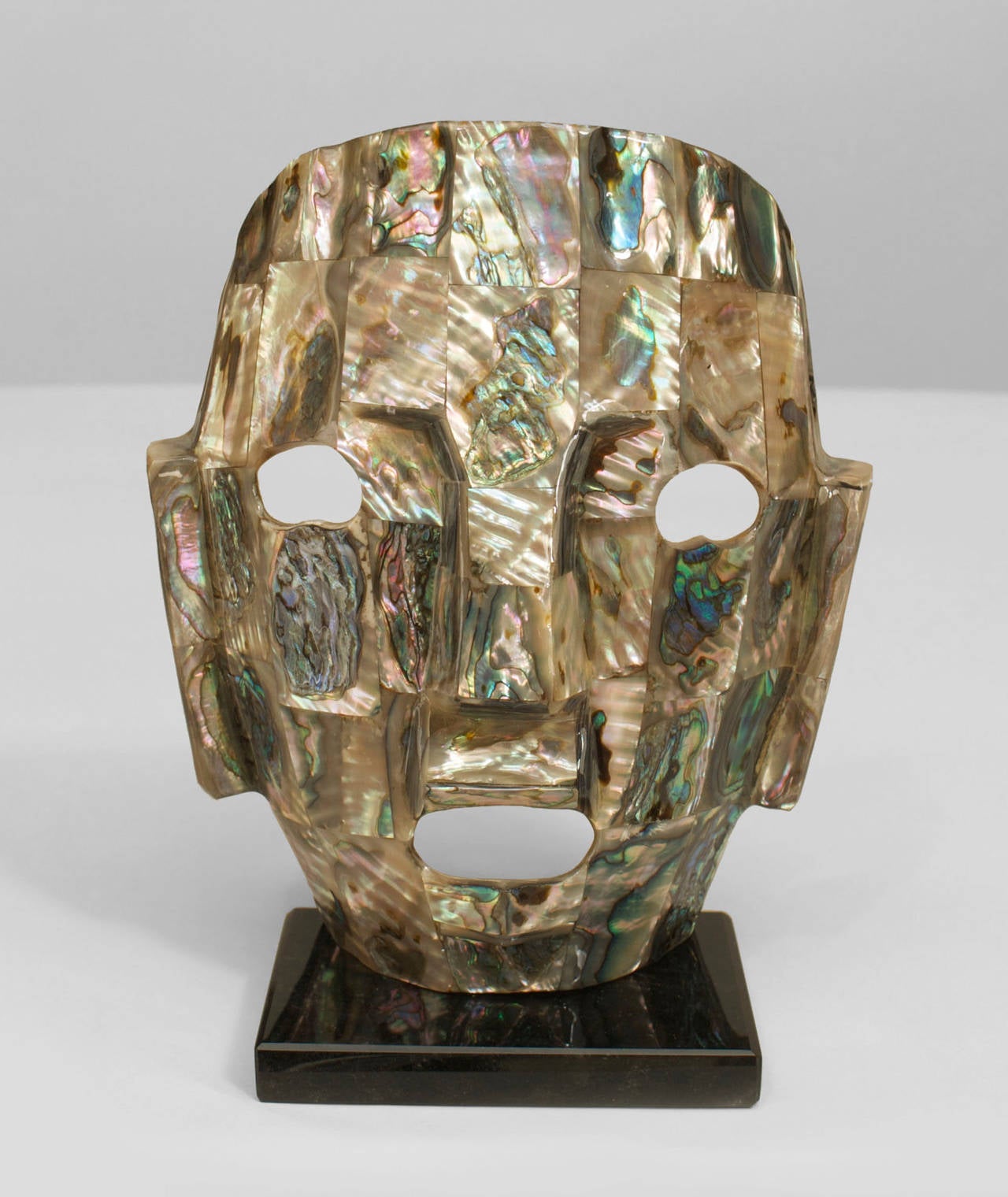 Mid-Century Modern 3 Mid-Century Tesselated Stone Aztec Masks For Sale