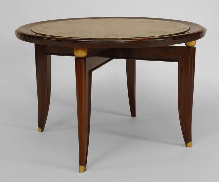 Mid-20th Century Pair of French Art Deco Low Mirrored Rosewood End Tables by Maurice Jallot