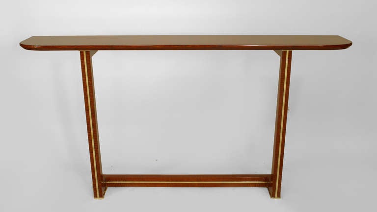 Art Deco 2 French 1940s style Modern Mahogany Veneered Console Tables