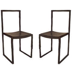 Pair of 21st Century Italian Bronze Side Chairs by Bruno Romeda