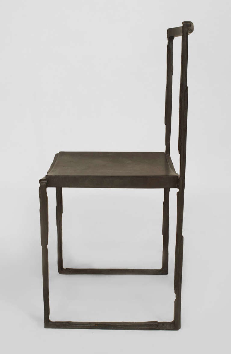 Pair of 21st Century Italian Bronze Side Chairs by Bruno Romeda In Excellent Condition In New York, NY