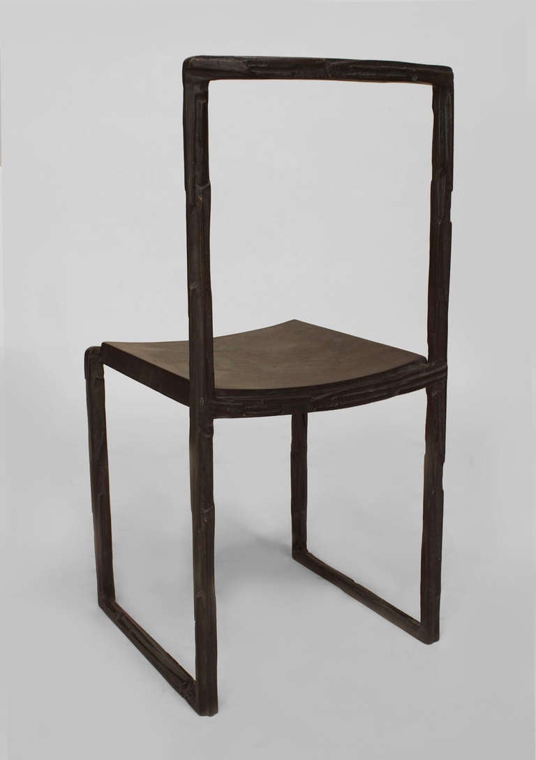 Contemporary Pair of 21st Century Italian Bronze Side Chairs by Bruno Romeda