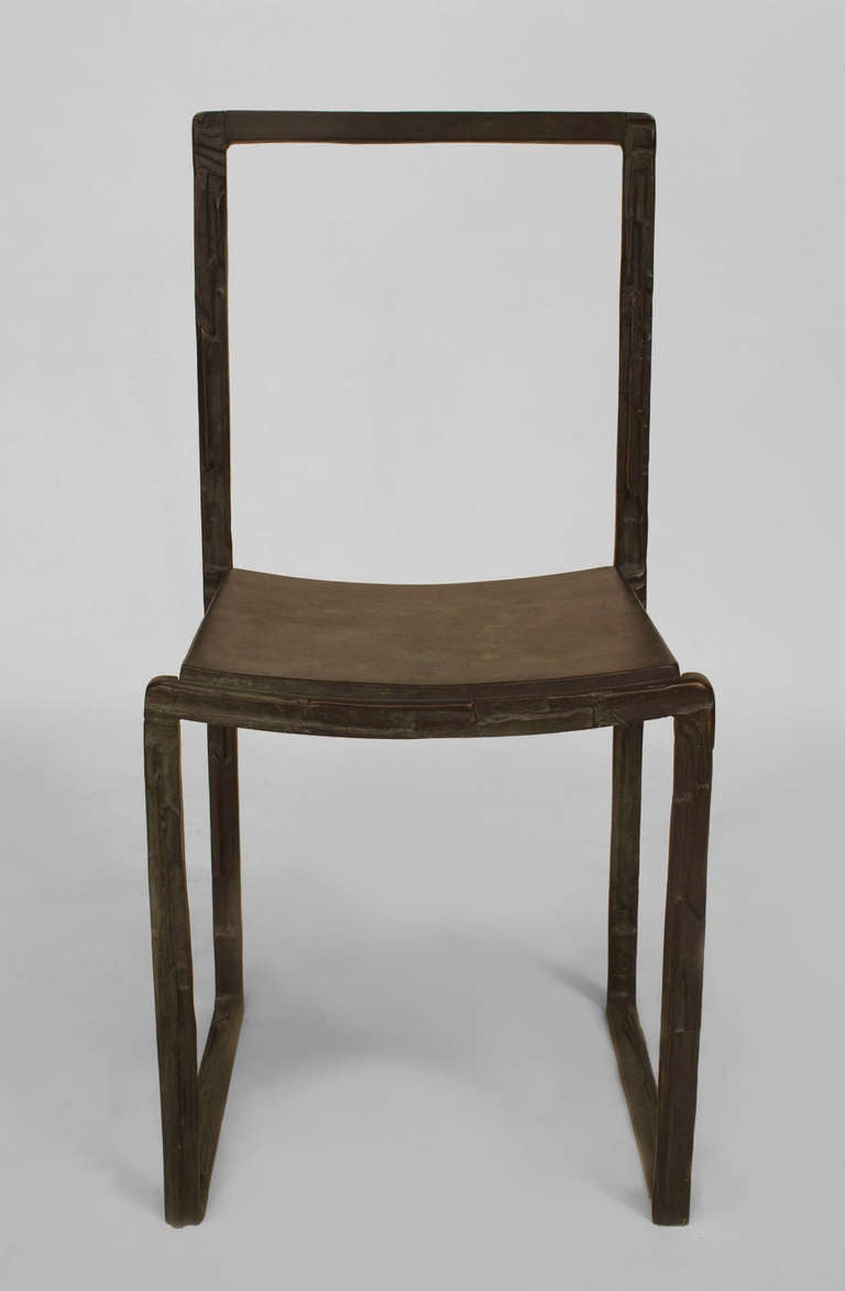 Modern Pair of 21st Century Italian Bronze Side Chairs by Bruno Romeda