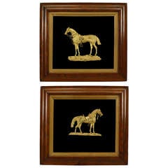 Pair of 19th c. English Gilt Bronze Equestrian Plaques