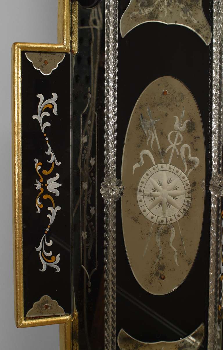 2 Italian Layered Glass Wall Mirrors with Neoclassical Designs In Excellent Condition In New York, NY