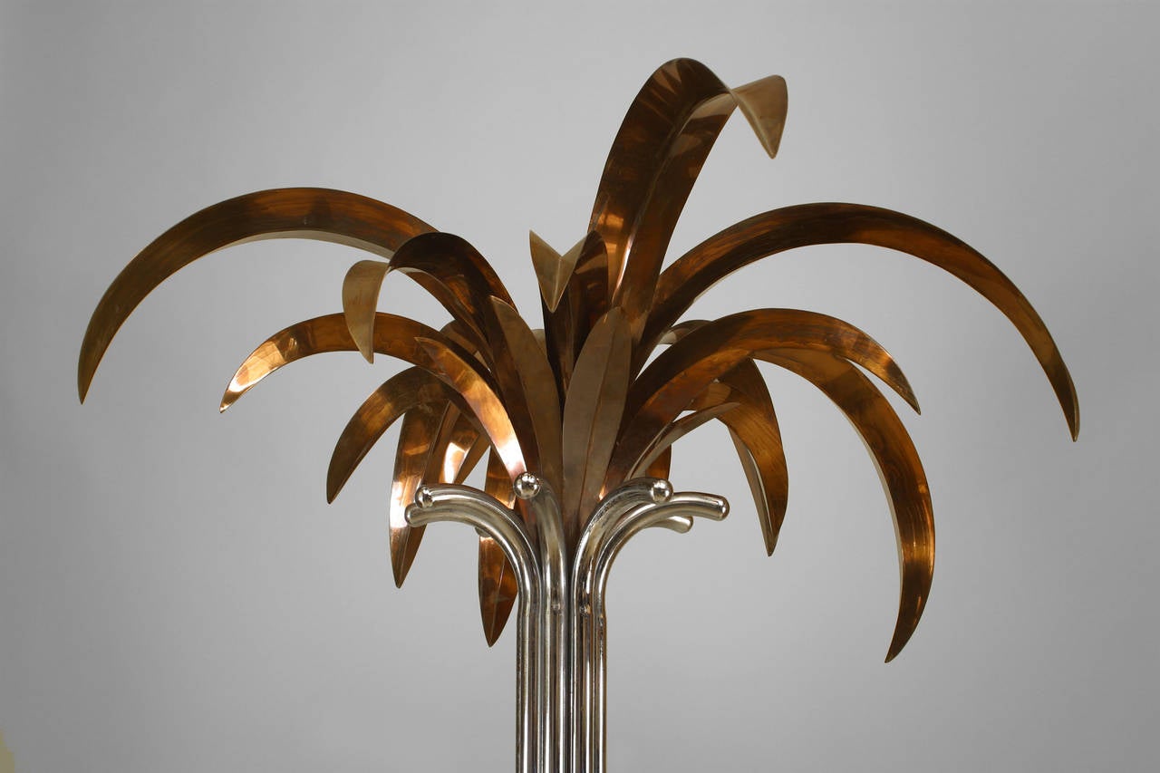 Mid-Century Modern French Mid-Century Chrome and Copper Palm Tree For Sale