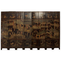 Fine 18th Century Chinese Painted Eight-Panel Screen 12