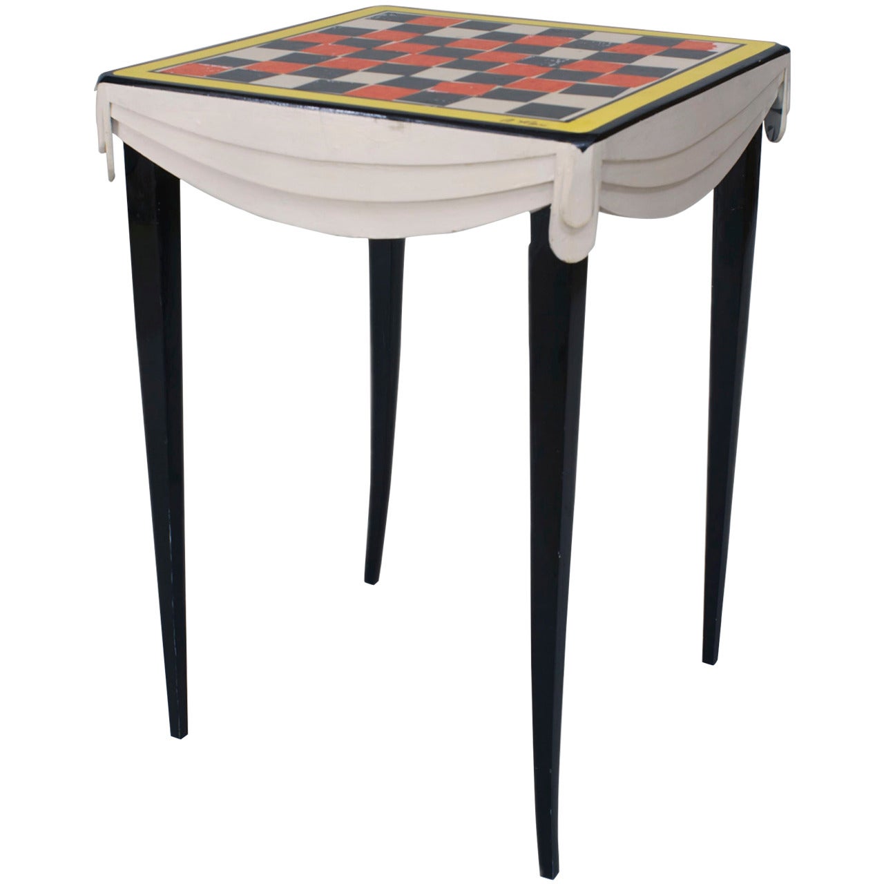 Contemporary Painted Checkerboard/Chess Game Table