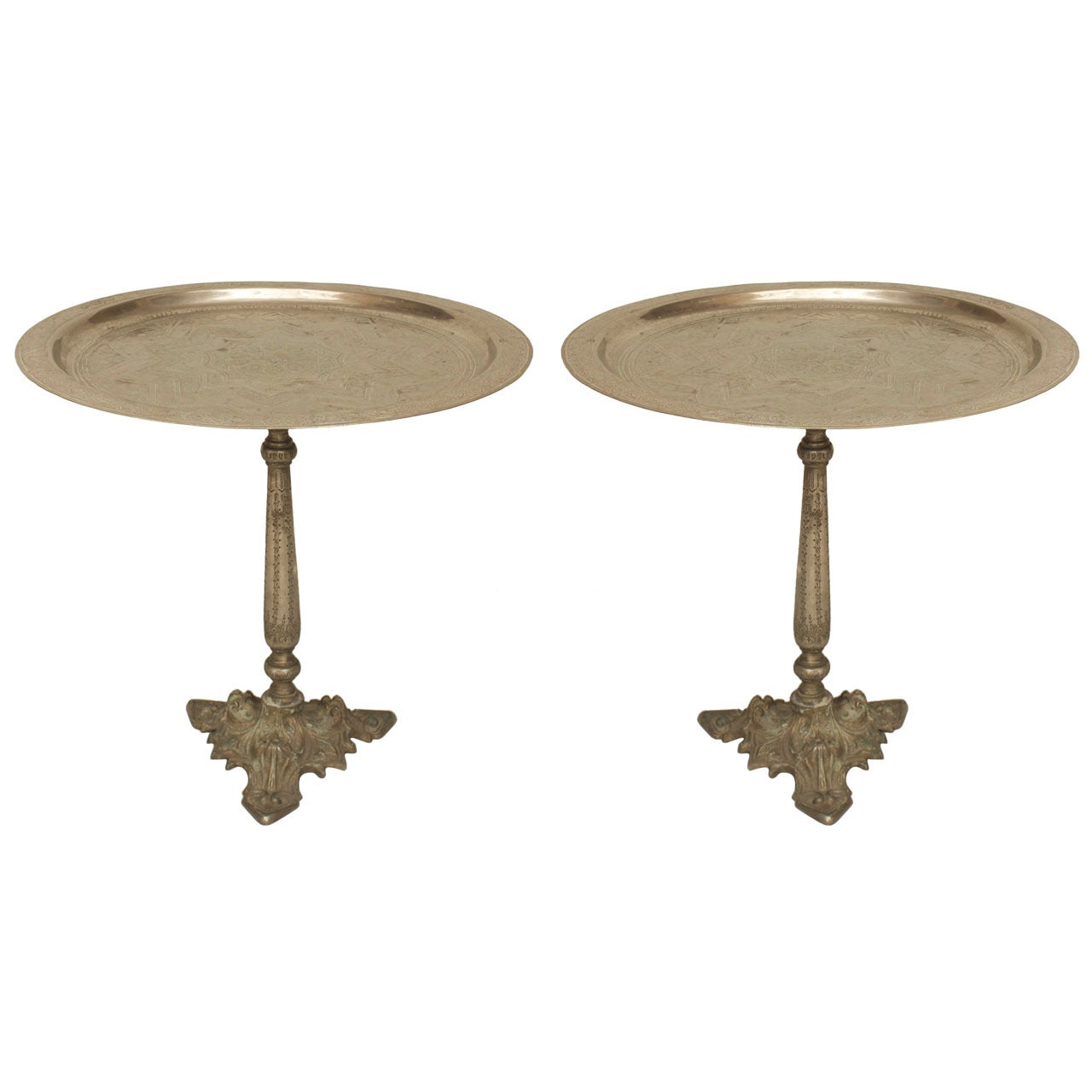 Pair of Egyptian Style Silver and Bronze Compotes For Sale