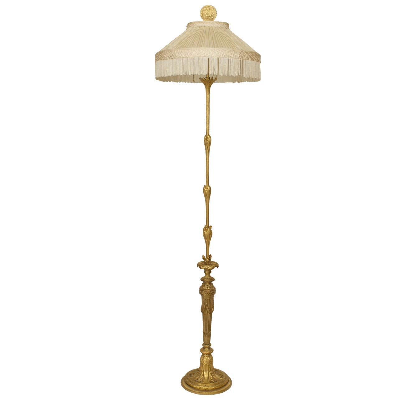 French Louis XVI Style Gilt Bronze Floor Lamp For Sale