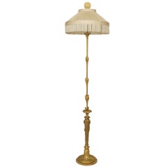 Vintage French Louis XVI Style Gilt Bronze Floor Lamp