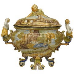 Antique Italian Majolica Porcelain Tureen