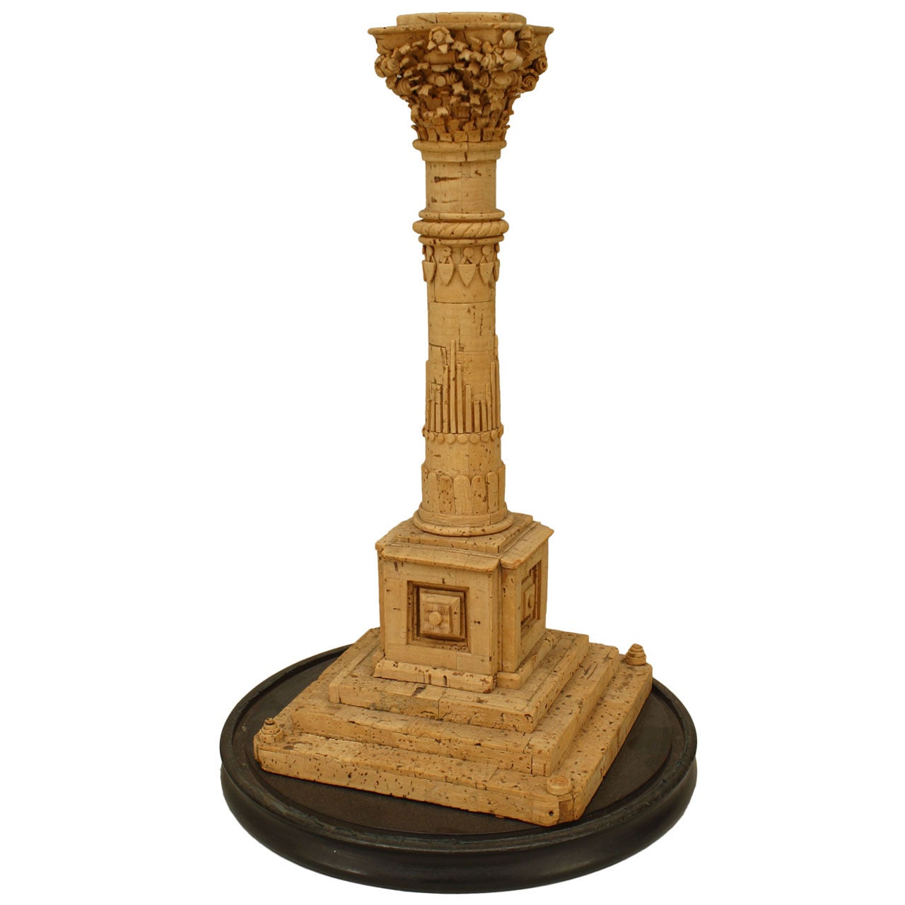 19th Century Italian Neoclassical Carved Cork Column Sculpture For Sale