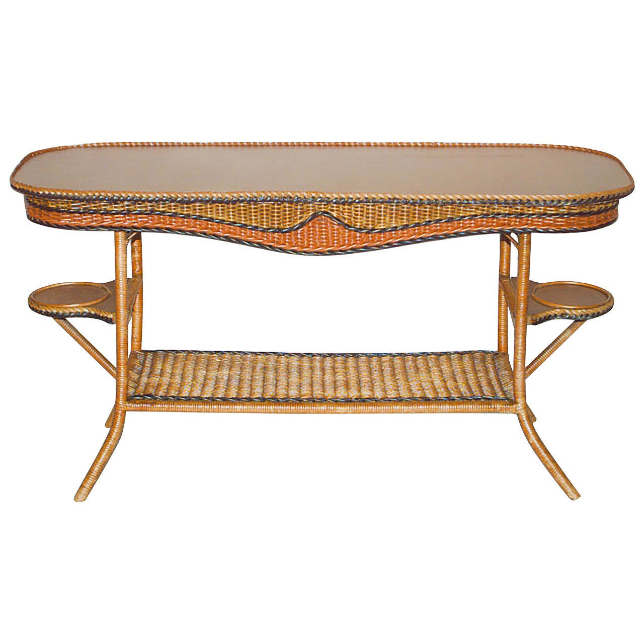 American Art Deco Wicker Davenport Table For Sale at 1stDibs