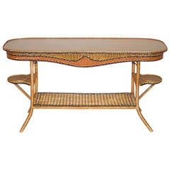 American Art Deco Wicker Davenport Table