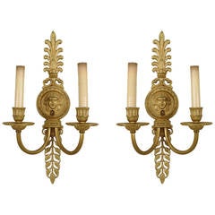 Pair of Turn of the Century French Directoire Style Ormolu Sconces