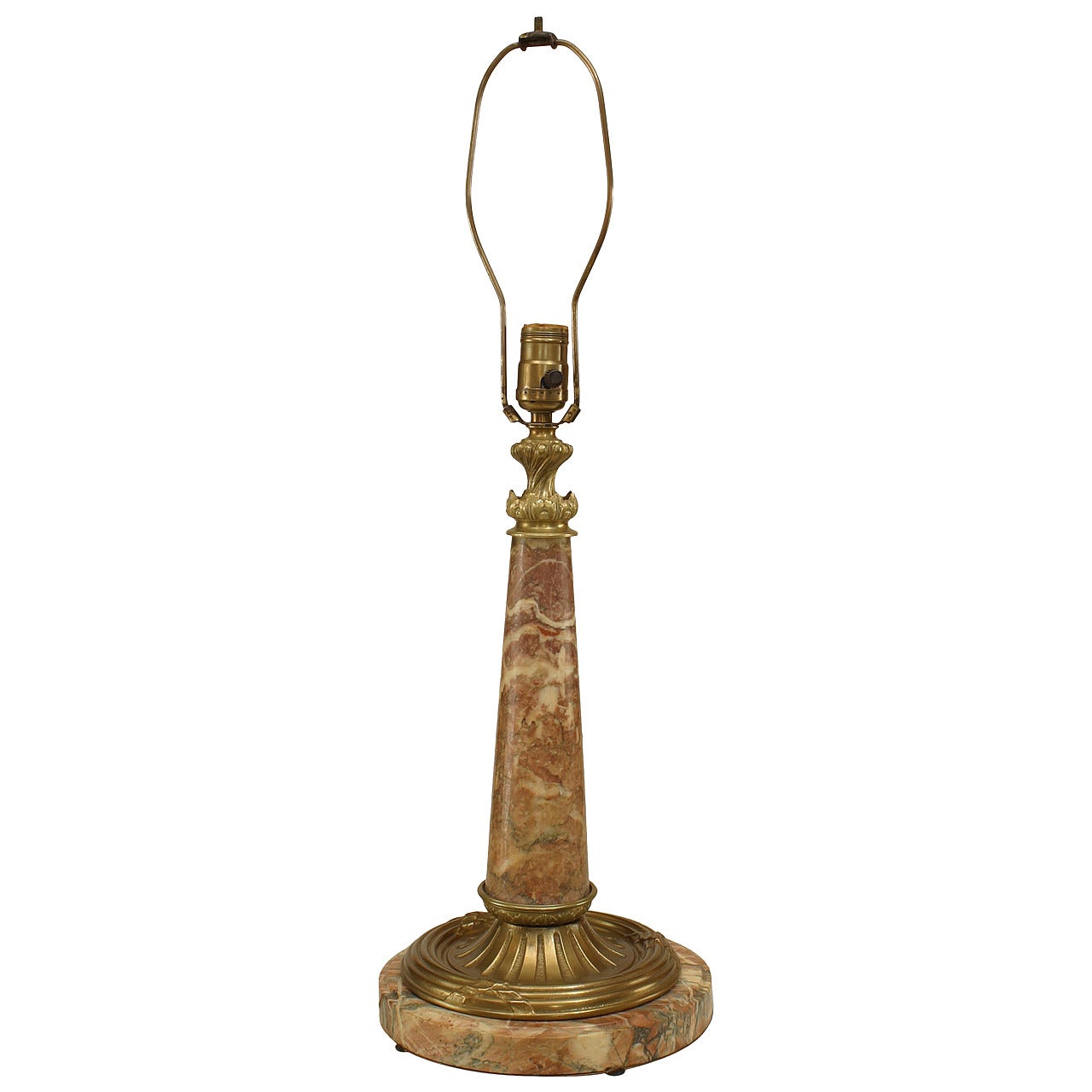 French Victorian Rouge Marble Table Lamp